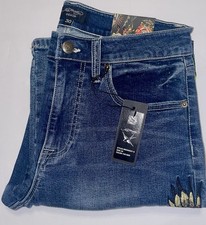 NEW ED HARDY Eagle Vs Snake SlimStraight Distressed Denim Embroidered Y2K Jeans picture