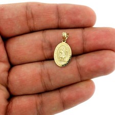 Real 10K Yellow Gold Small Saint Christopher Pendant, 10KT Charm, Men Women picture