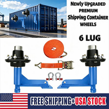 2Pack 8800lbs Shipping Container Wheels 6-Lug Kit Heavy Ship Container Axles USA picture