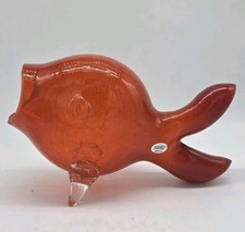 Blenko 1st Quality Dreamsicle Crackle Guppy 5433-The Perfect Goldfish, LAST ONE picture