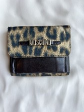 Vintage 90’s Moschino Redwall Leopard Print Leather Trifold Wallet Italy Brown picture