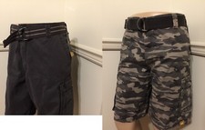 NWT Lee Men's Wyoming Camouflage Gray Kh Belted Shorts Cargo Cell Pocket Shorts  picture