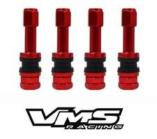 x4 VMS RACING UNIVERSAL RED CNC BILLET ALUMINUM WHEEL VALVE STEM & CAP KIT C picture