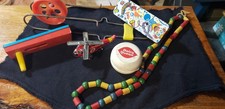 Vintage Toy Lot Of 6 Tin & Wooden Toys  And Noise Makers picture