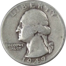 1949 D Washington Silver Quarter VG Very Good 25c Coin Collectible picture