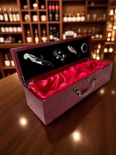 Wooden Wine Bottle Gift Box Set w/ Accessories – New, Great Gift for Wine Lovers picture