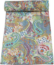 King Kantha Cotton Quilt. Sundance Catalog throw. Reversible Indian Quilt. picture