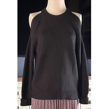 New $128  Anthropologie Cold Shoulder Cutout Black Pullover Long Soft Sweater S picture