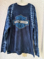 vintage Harley Davidson Tshirt long sleeve tie dye boswell’s Nashville blue XL picture