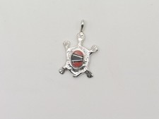 Arnold Maloney Navajo Sterling Silver Red Spiny Oyster Jet Inlay Turtle Pendant picture