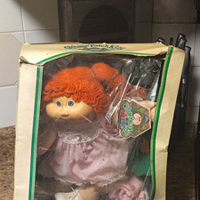 Cabbage Patch Kids 1984 Vintage 16in Girl Doll Red Curly Hair Blue Eyes Box picture