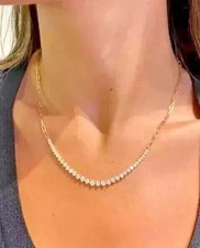 4Ct Round Cut Lab Created Diamond Half Tennis Necklace 14K Yellow Gold Plated picture
