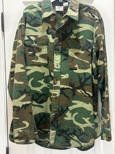 Vintage 80s 90s Prentiss Outdoors Shirt Mens Large Green Camo Flannel USA Made picture