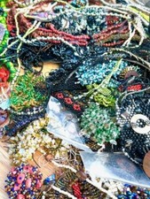 5 Lb LOT CRAFT BROKEN Bead Jewelry Wearable Worn Mixed Metals Tangled Repurpose picture