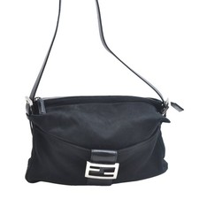 Authentic FENDI Shoulder Bag Purse Jersey Leather Black AD288 picture