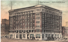 Hotel Burlington Burlington Iowa Postcard 1910 Hand Colored picture