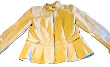 Baccini Women’s Beige Peplum Snap Button Full Zip Short Jacket Size S picture