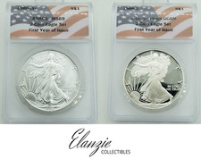 1986(S) Silver Eagle ANACS MS69 and 1986-S Silver Eagle ANACS PR69 1st Year Set picture
