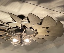 The WINDMILL FAN 60” Oiled Bronze INDOOR Ceiling Fan And Cage light Kit picture