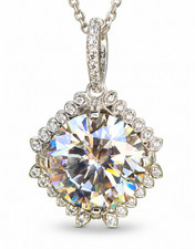 HUGE 28 Ct.  Certified White Diamond Solitaire Pendant 925 Silver, FREE Studs picture