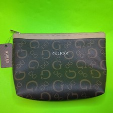 New GUESS Los Angeles Travel Makeup Cosmetic Case Bag Brown w/Gold picture