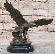 Original Signed Vienna Bronze Eagle Sculpture Austria Art Deco Marble Artwork picture