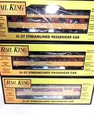 MTH  RailKing (4) Union Pacific 027 Lighted Passenger Cars Obs, Coach ,bag,vista picture