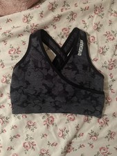 Gymshark Sports Bra Size XS Compression Gray Black Crossback Pullover EUC picture