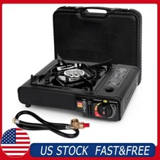 Black Dual Fuel Stove Portable Camping Stove W/ Case & Propane Regulator Hose # picture