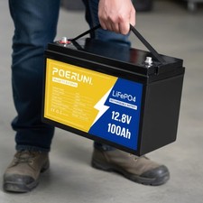 POERUNI 12V 100Ah Lithium LiFePO4 Battery 8000+ Deep Cycles For RV Solar Marine picture