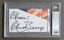 CHUCK BERRY SIGNED SLABBED BECKETT BAS COA ROCK & ROLL MUSIC SINGER AUTOGRAPHED picture