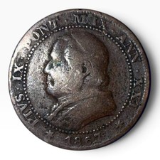 1867 R Italy Vatican City Papal States Pius IX 1 Soldo/ 5 Centesimi picture