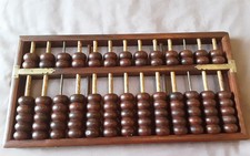 Vintage Chinese Wood Huanghual Abacus Count from Front & Back picture