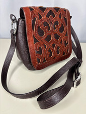 Brighton Ferrara Brown Foldover  Crossbody Bag Leather Strap MEDALION Overlay picture