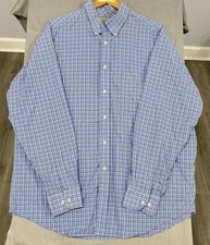 Roundtree & Yorke Gold Label Men's Button Down Shirt Blue Plaid Non-Iron XL picture