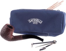 Savinelli One Kit - Handmade Italian briar wood pipe with blue zippered pouch picture