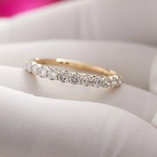 0.50Ct Round Cut Natural Diamond Eternity Wedding Band 14K Real Yellow Gold 6 7 picture