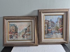 2 Oil on Canvas Listed French Artists Impasto French Street Scene Paintings picture