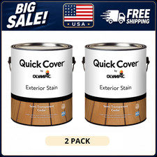 (2 Pack) Olympic Quick Cover Cedar Wood Stain 1 Gallon Semi Transparent picture