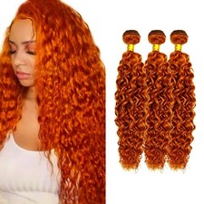 Hydtxc Wet and Wavy Curly Human Hair Bundles 18 20 22 Inch Giginger Orange 350 picture
