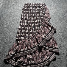 Tanzara Women S 24x35 Black Skirt Pink&White Geometric Medallin Print Casual NWT picture