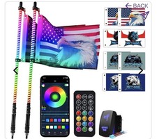 2Pcs 3ft RGB LED Spiral Whip Lights Antenna for Can Am X3 Polaris ATV UTV RZR picture