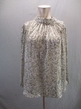 NWOT H&M Size XL Womens Floral Gray Mock Neck Long Sleeve Pleated Blouse 704 picture