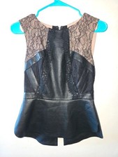 Faux black Leather & Lace Peplum Top picture