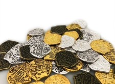 Seven Seas Pirates Toy Metal Gold and Silver Colored Treasure Coins - 50 Tokens picture
