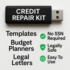 ✅DIY Credit Repair Kit  | Templates, Dispute Letters, Budget Planner | Ships USB picture