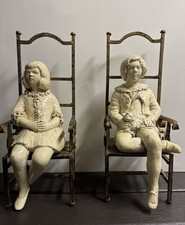 Vtg MCM Walldecor Finesse Originals FICO Pair Seated Children Figurines Chairs picture