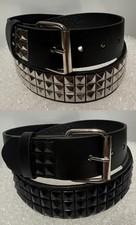 Studded Leather Belt Men Women Unisex 3Rows Metal Pyramid Punk Rock Goth Emo NEW picture