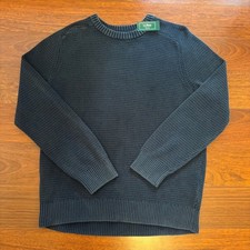 LL Bean Mens Medium Sunwashed Textured Cotton Knit Sweater NWT Navy 522197 picture