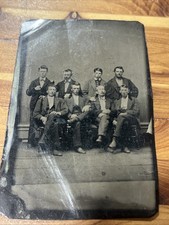 ANTIQUE Victorian PHOTO  TINTYPE Photograph Handsome  Group Of  Men picture